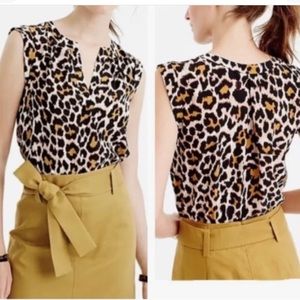 J. Crew 100% silk animal print v-neckline top size 6